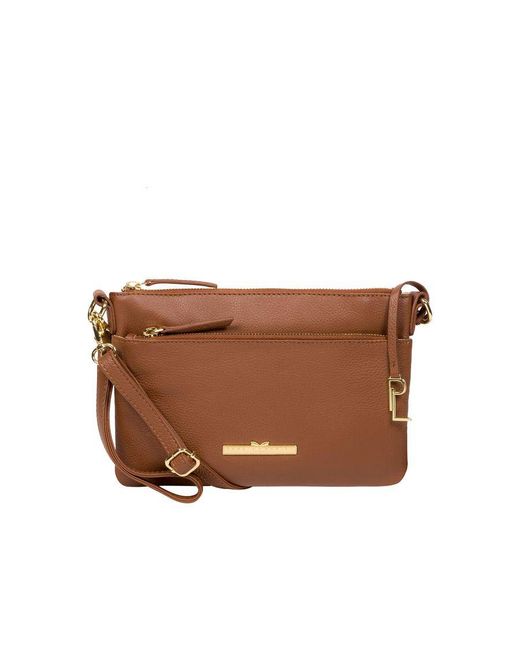 Pure Luxuries Brown 'Lytham' Leather Cross Body Clutch Bag