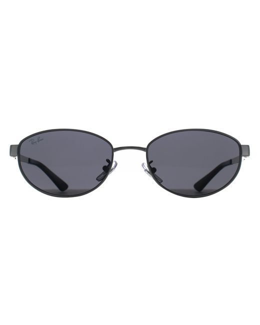 Ray-Ban Gray Oval Polished Dark Rb3774D Metal