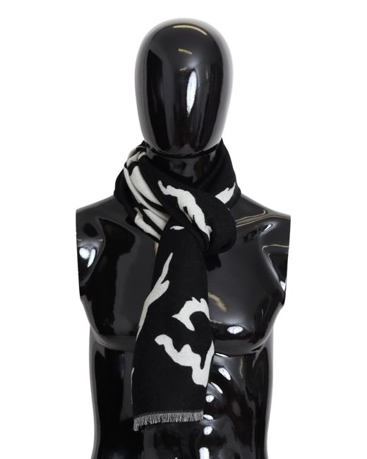 Givenchy Zwart Wit Wool Unissex Winter Warm Scarf Wrap Sjaal in het Black voor heren