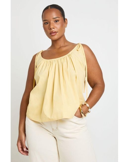 Boohoo Natural Plus Scoop Neck Tie Shoulder Cami Top