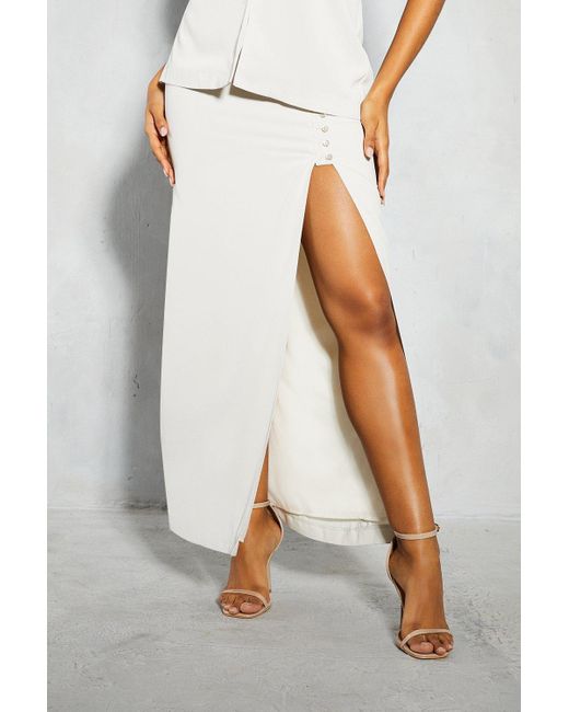 MissPap White Knitted Asymmetric Maxi Beach Skirt