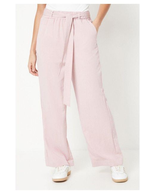 Oasis Pink Petite Soft Twill Paperbag Trouser