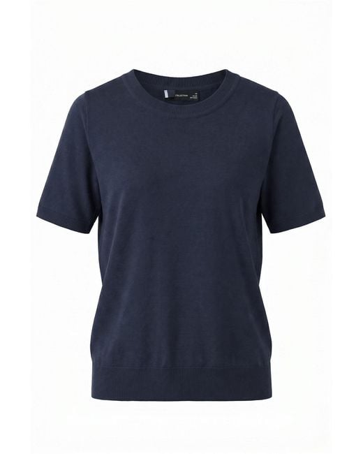 Secret Label Blue Cotton Short Sleeve Knit Top