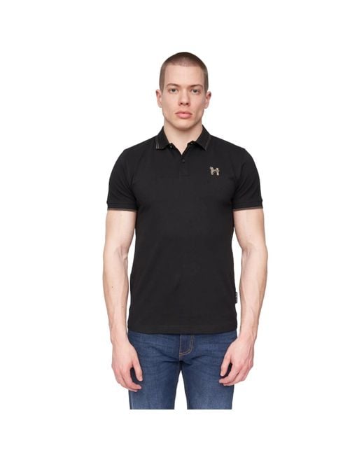 Henleys Black Henflare Polo Shirt Cotton for men