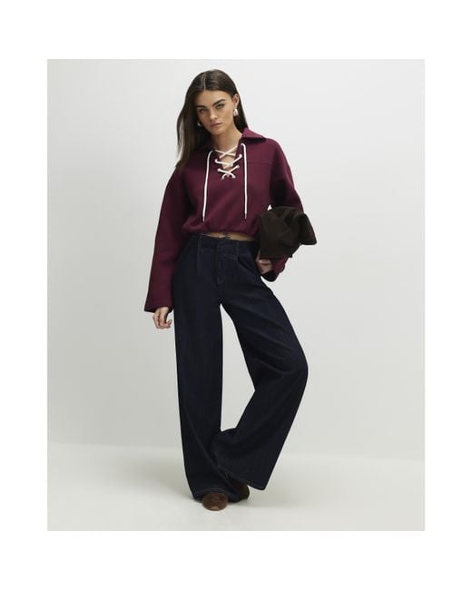 River Island Blue Sweatshirt Lace Up