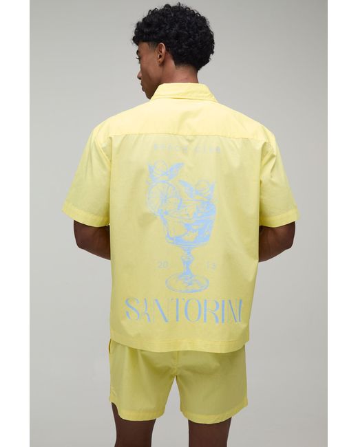BoohooMAN Yellow Regular Fit Short Sleeve Santorini Shirt And Relaxed Set for men
