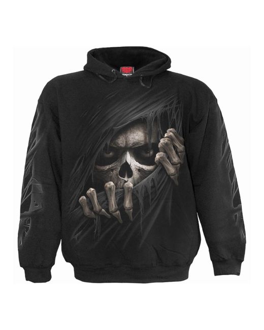 Spiral Black Adult Grim Ripper Back & Sleeve Print Pull Over Hoodie Cotton