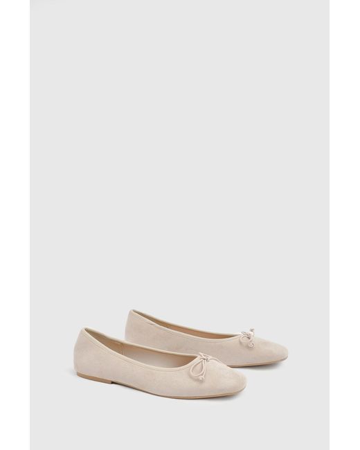 Oasis Natural Beatrice Faux Suede Square Toe Ballet Pumps