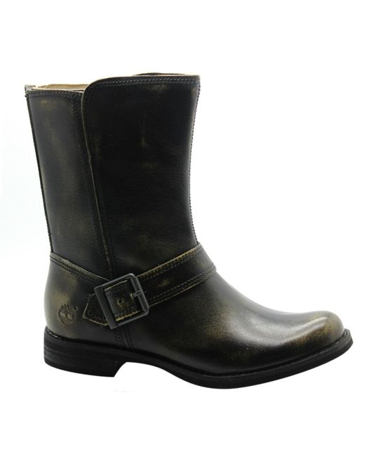 Timberland Black Af Savin Hill Mid Side Zip Boots Distressed A1239 B82A Leather (Archived)
