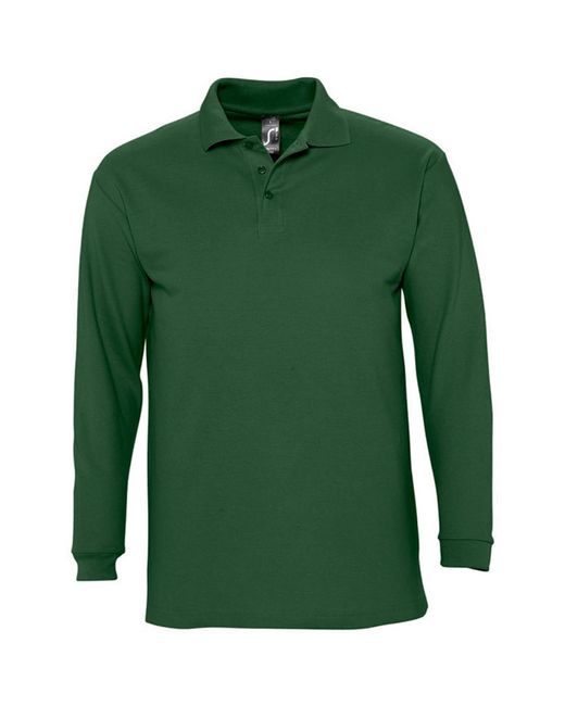 Sol's Green Winter Ii Long Sleeve Pique Cotton Polo Shirt (Golf) for men