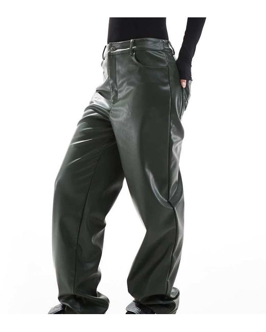 ASOS Black Petite Faux Leather Straight Leg Trousers