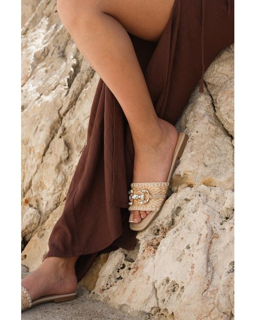 Where's That From Brown Wheres 'Align' Jewel Detail Flat Sandals