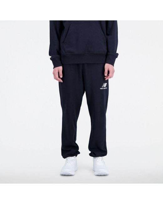New Balance Blue Essentials Stacked Logo French Terry Sweatpants for men