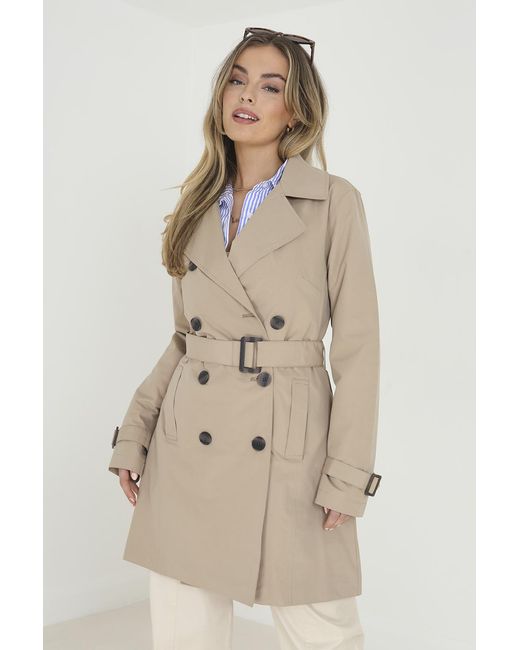 Brave Soul Natural 'Brandy' Double Breasted Short Trench Coat