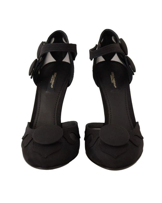 Dolce & Gabbana Black Mesh Ankle Strap Pumps With Stiletto Heels