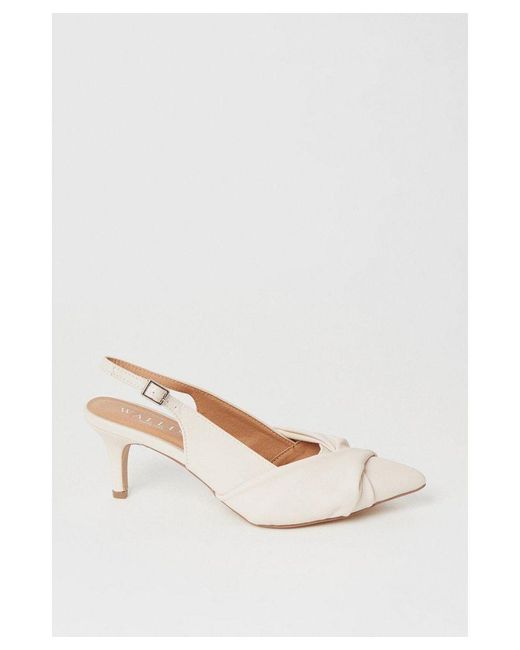 Wallis White Wide Fit Delish Twist Front Slingback Pointed Court Shoes