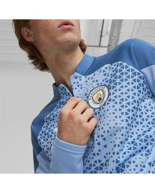 PUMA Blue Manchester City Long Sleeve Training Fleece Top for men