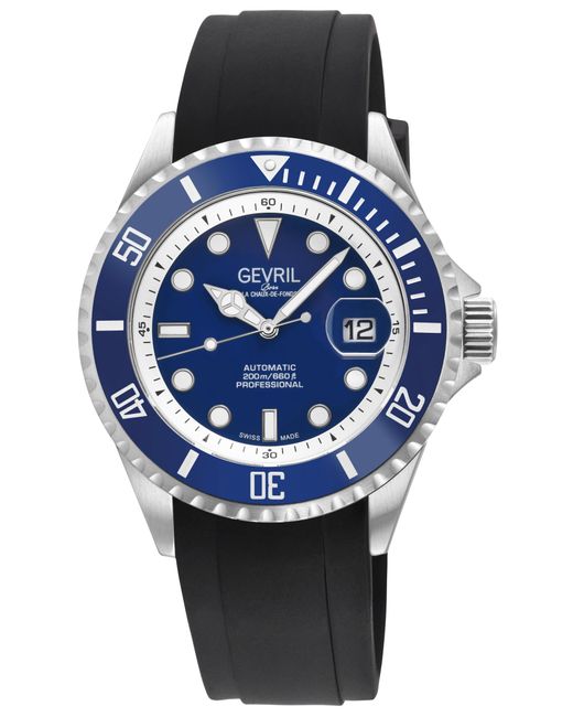 Gevril Black Wall Street Swiss Automatic Sellita Sw200-1 Bezel Dark Enamel Dial Watch for men