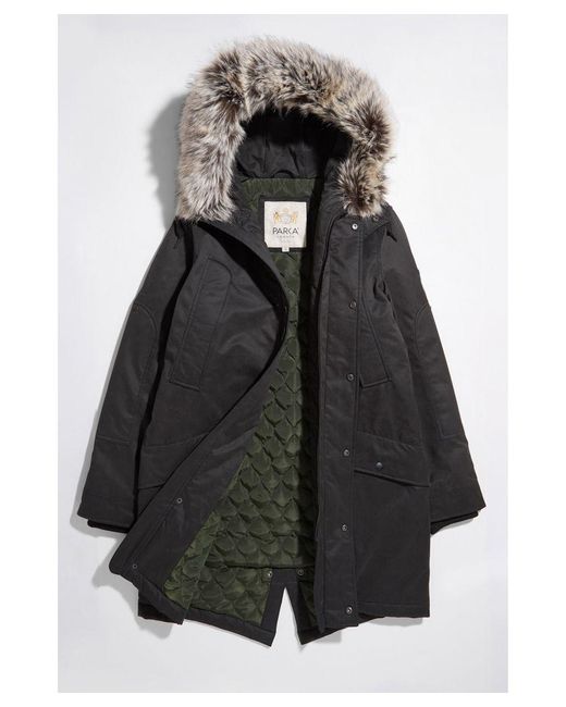 Parka London Black Carnaby Long-length Faux Fur for men
