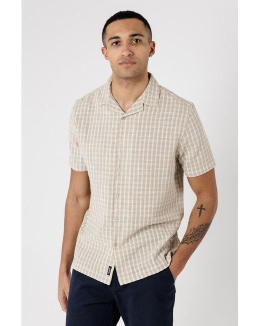 Kensington Eastside Natural Cotton Button-Up Shirt With Check Print for men