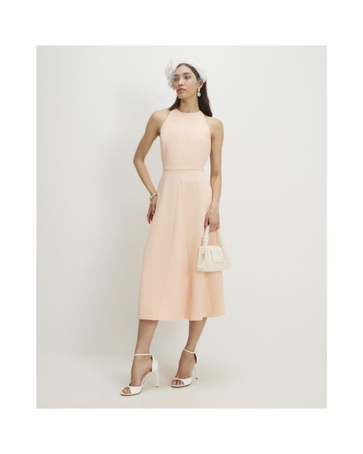 River Island Natural Midi Dress Bow Back Detail