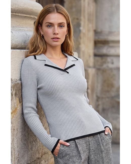 Roman Gray Tipping Rib Henley
