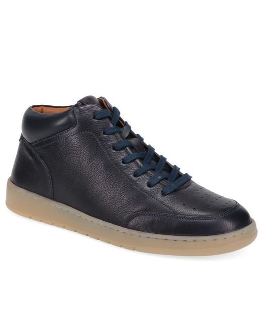 Jones Bootmaker Blue Stafford Leather Lace-Up Trainers for men