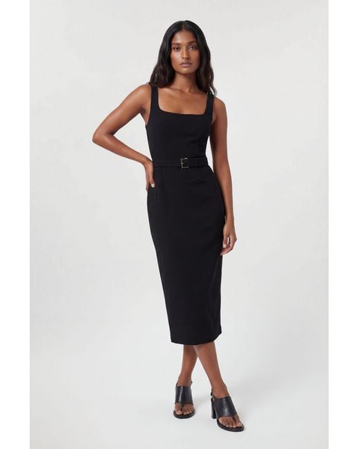 Karen Millen Black Compact Stretch Tailored Pencil Midi Dress