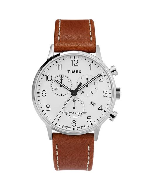 Timex Brown Classic Chrono Watch Tw2T28000 Leather (Archived) for men