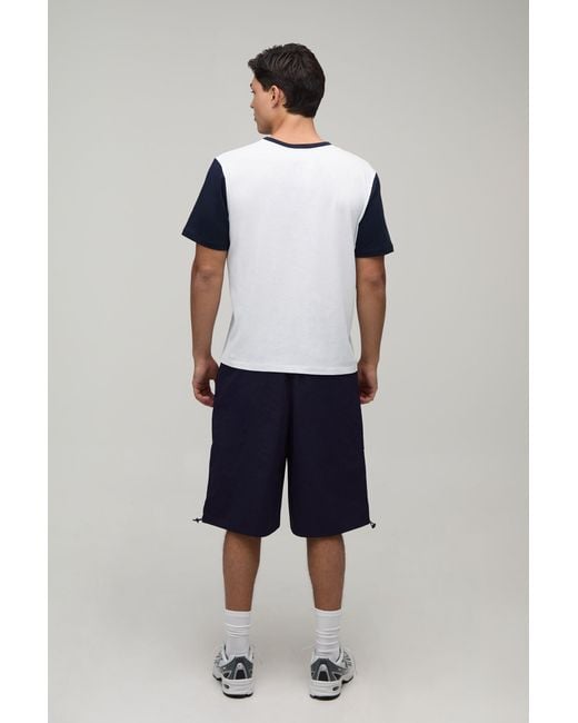 BoohooMAN White Regular Fit Colour Block Ringer T-Shirt for men