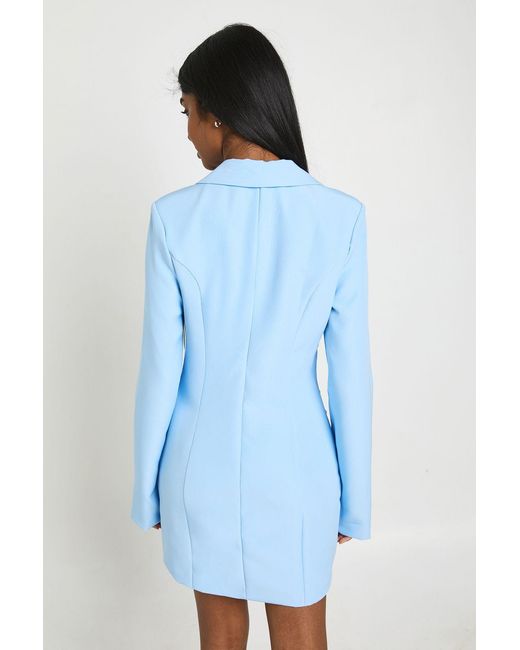 Boohoo Blue Drape Detail Tailored Blazer Dress