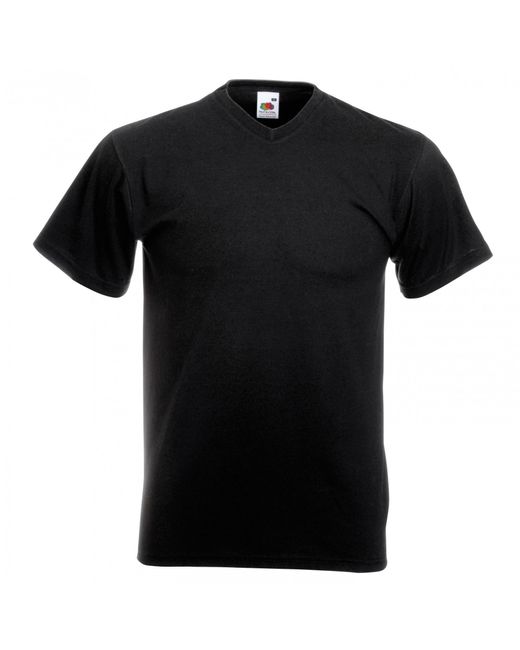 Fruit Of The Loom Valuegewicht V-hals, T-shirt Met Korte Mouwen. (zwart) in het Black voor heren