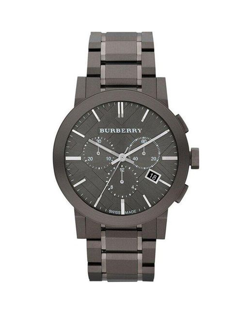 Burberry Horloge Bu9354 Groot Ruit Grijs Ion-plated Roestvrij Staal in het Gray voor heren