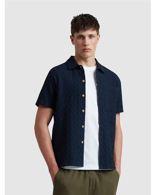Farah Blue True Finn Textured Shirt for men