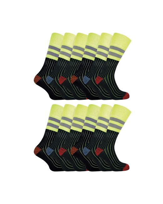 Sock Snob Green 3 Pack Heavy Duty Cotton Hi Viz Work Socks for men