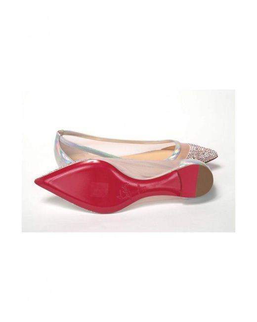 Christian Louboutin Pink Rose Flat Point Crystals Toe Shoe