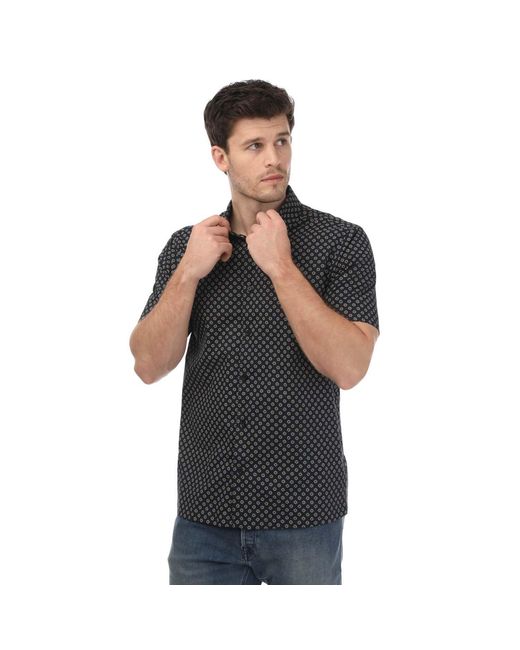 Ted Baker Black Forter Short Sleeve Geo Print Shirt for men