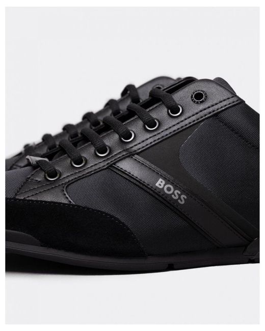 Boss Black Boss Saturn Low Profile Mixed Material Trainers With Suede And Faux Leather for men