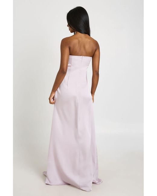 Boohoo Pink Ruched Bust Drape Front Satin Maxi Dress