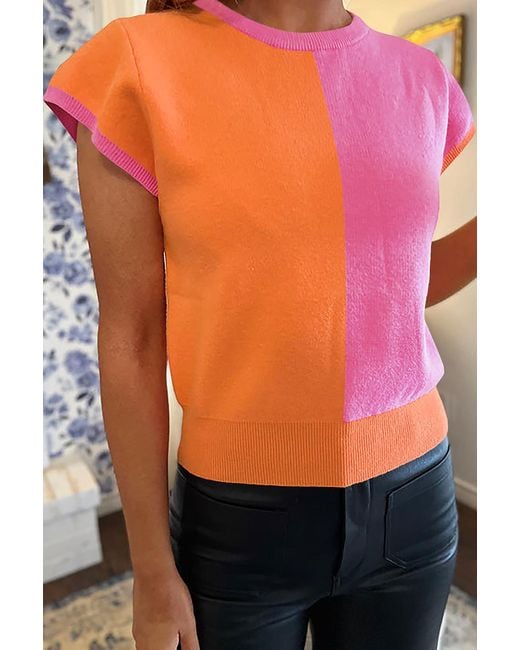 Azura Exchange Orange Strick Kurzarmoberteil