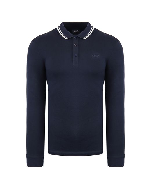 Armani Jeans Blue Polo Shirt Cotton for men