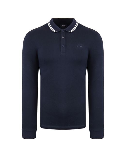 Armani Jeans Blue Polo Shirt Cotton for men