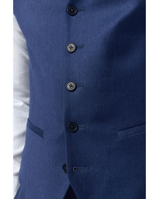 Ted Baker Blue Single Breasted Five Button V-Neck Slim Fit Suit Waistcoat for men