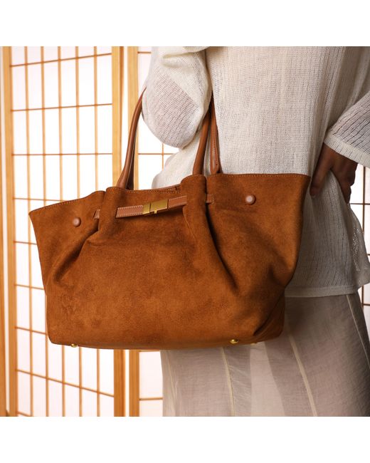 Where's That From Brown 'Dove' Suede Handheld Tote Bag