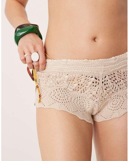 ASOS Natural Crochet Knit Beach Hot Pant