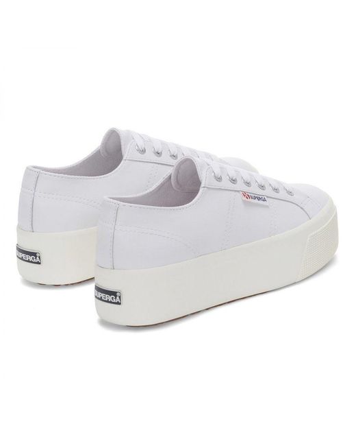 Superga White Ladies 2790 Nappa Leather Trainers (Optical/Avorio)