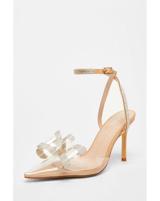 Quiz Natural Diamante Bow Court Heels