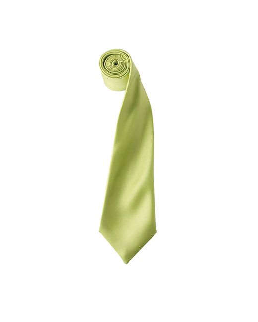 PREMIER Green Plain Satin Tie (Narrow Blade) (Pack Of 2) (Lime) for men