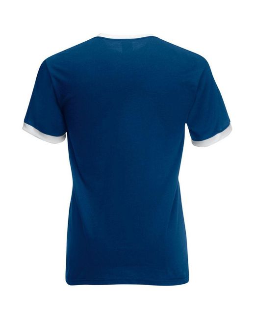 Fruit Of The Loom Blue Ringer Short Sleeve T-Shirt Cotton for men