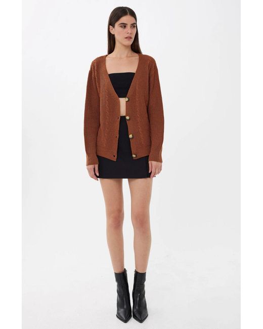 Hiccup Brown V-Neck Buttoned Cardigan